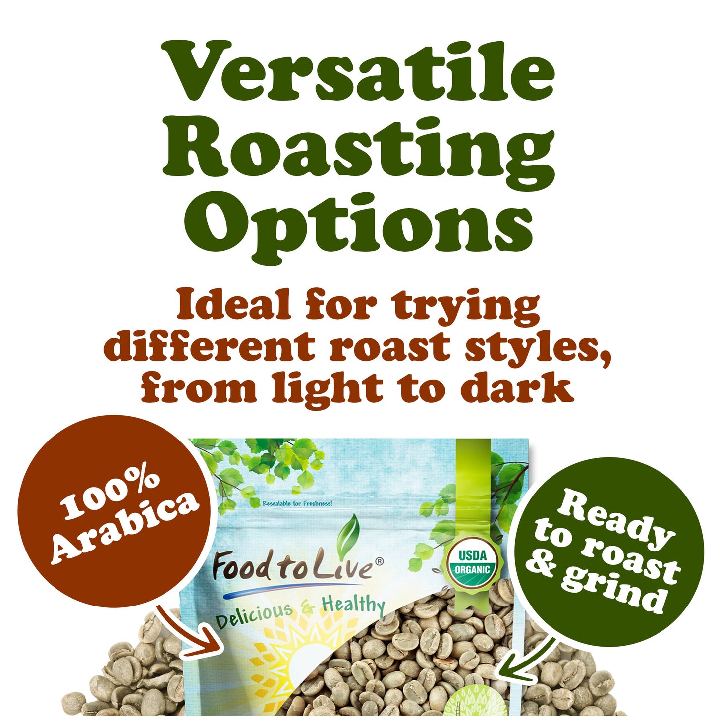 Organic Nicaragua Arabica Green Coffee Beans - by Food to Live