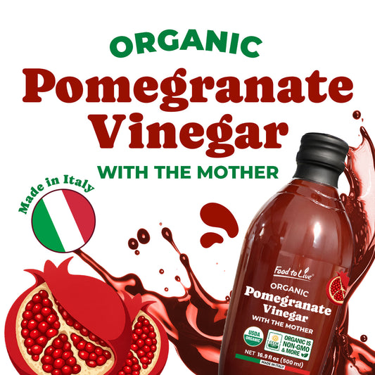 Organic Pomegranate Vinegar with the Mother, 500ml - by Food to Live