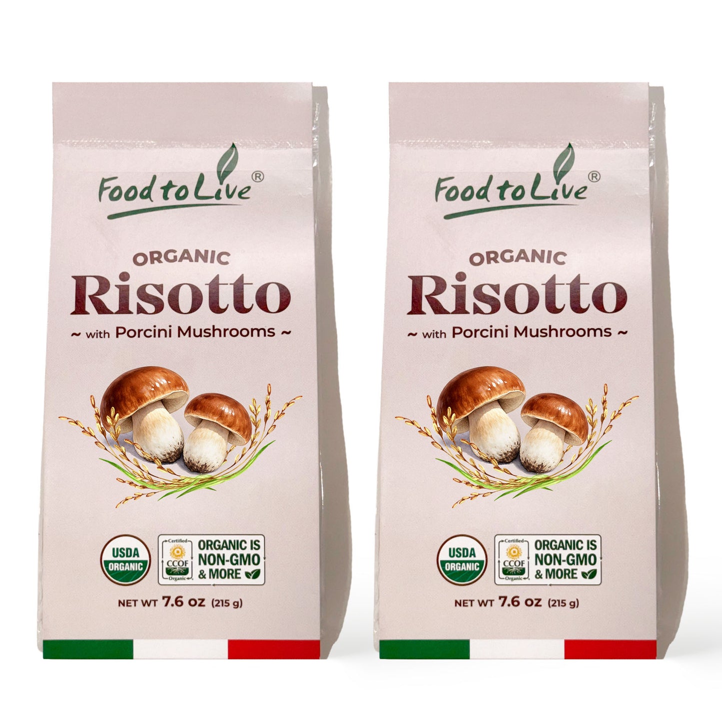 Organic Porcini Mushroom Risotto, 7.6 oz (215 g) – Vegan, Non-GMO – by Food to Live