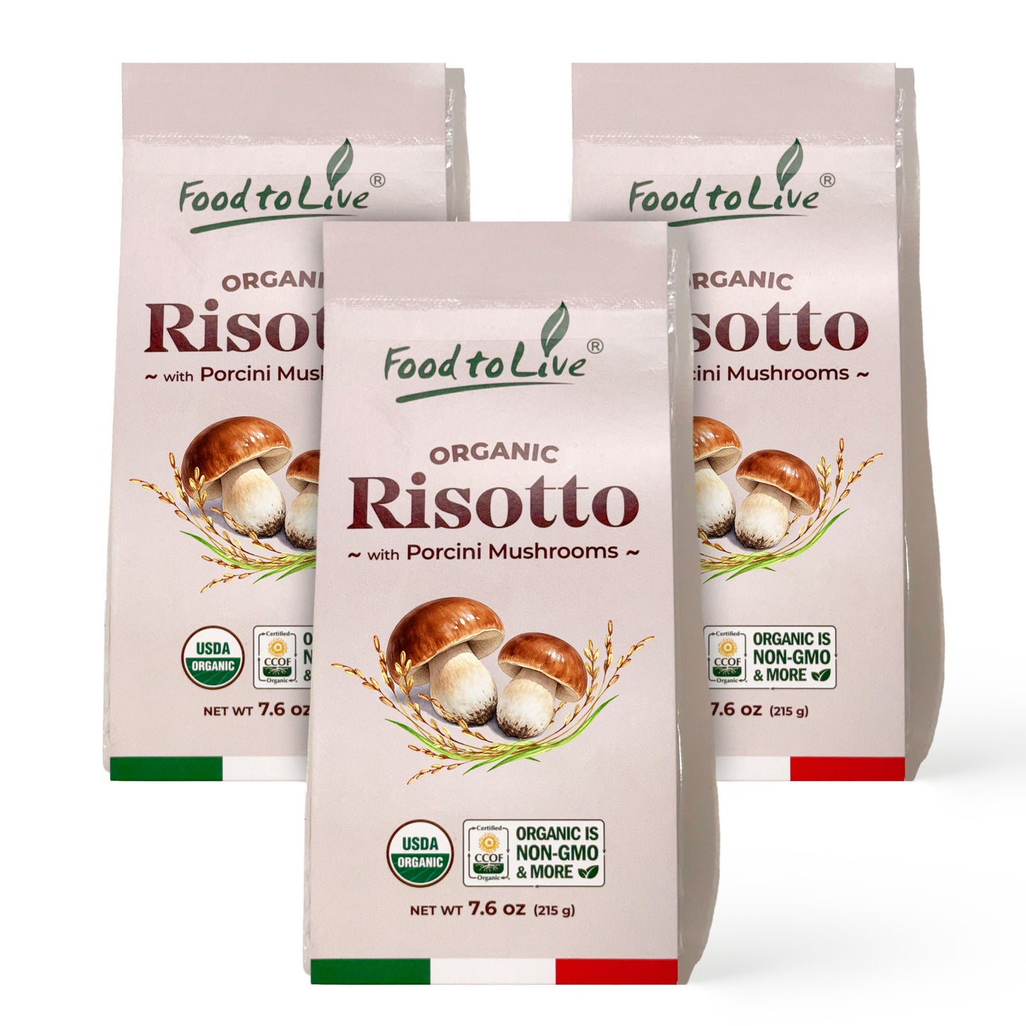 Organic Porcini Mushroom Risotto, 7.6 oz (215 g) – Vegan, Non-GMO – by Food to Live