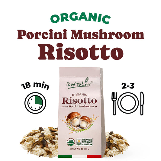 Organic Porcini Mushroom Risotto, 7.6 oz (215 g) – Vegan, Non-GMO – by Food to Live