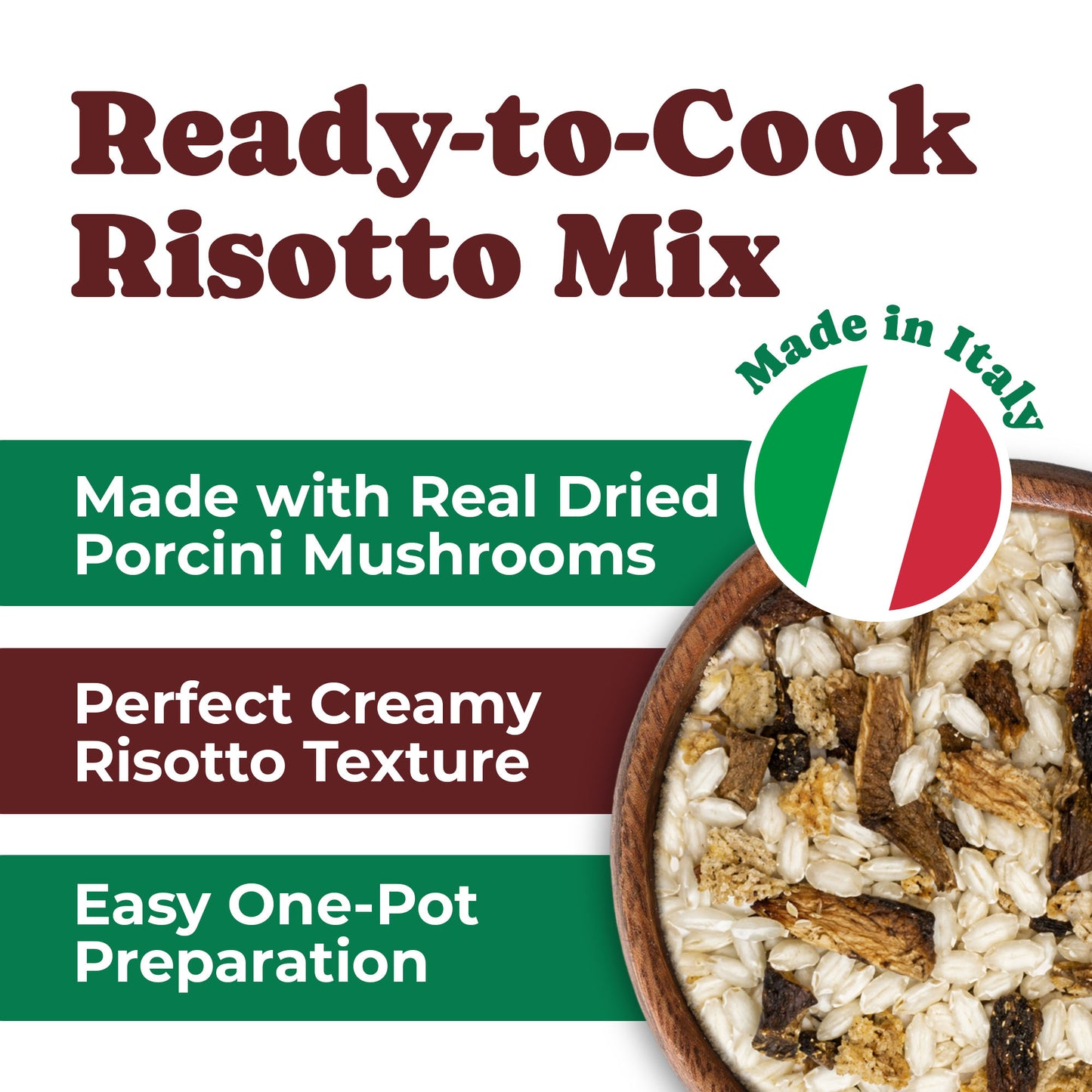 Organic Porcini Mushroom Risotto, 7.6 oz (215 g) – Vegan, Non-GMO – by Food to Live