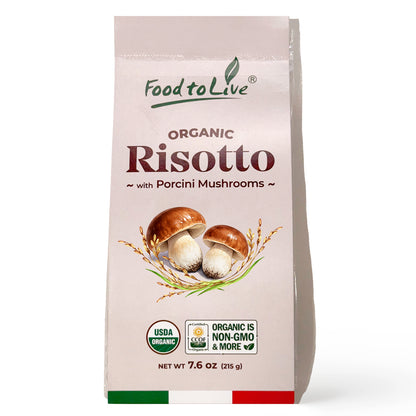 Organic Porcini Mushroom Risotto, 7.6 oz (215 g) – Vegan, Non-GMO – by Food to Live