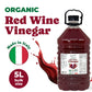 Organic Red Wine Vinegar, 169 fl oz (5 L) –  Non-GMO, Vegan – by Food to Live