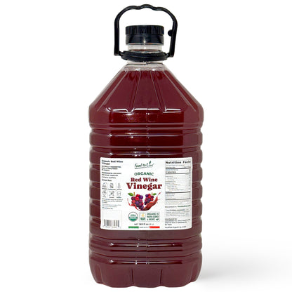 Organic Red Wine Vinegar, 169 fl oz (5 L) –  Non-GMO, Vegan – by Food to Live