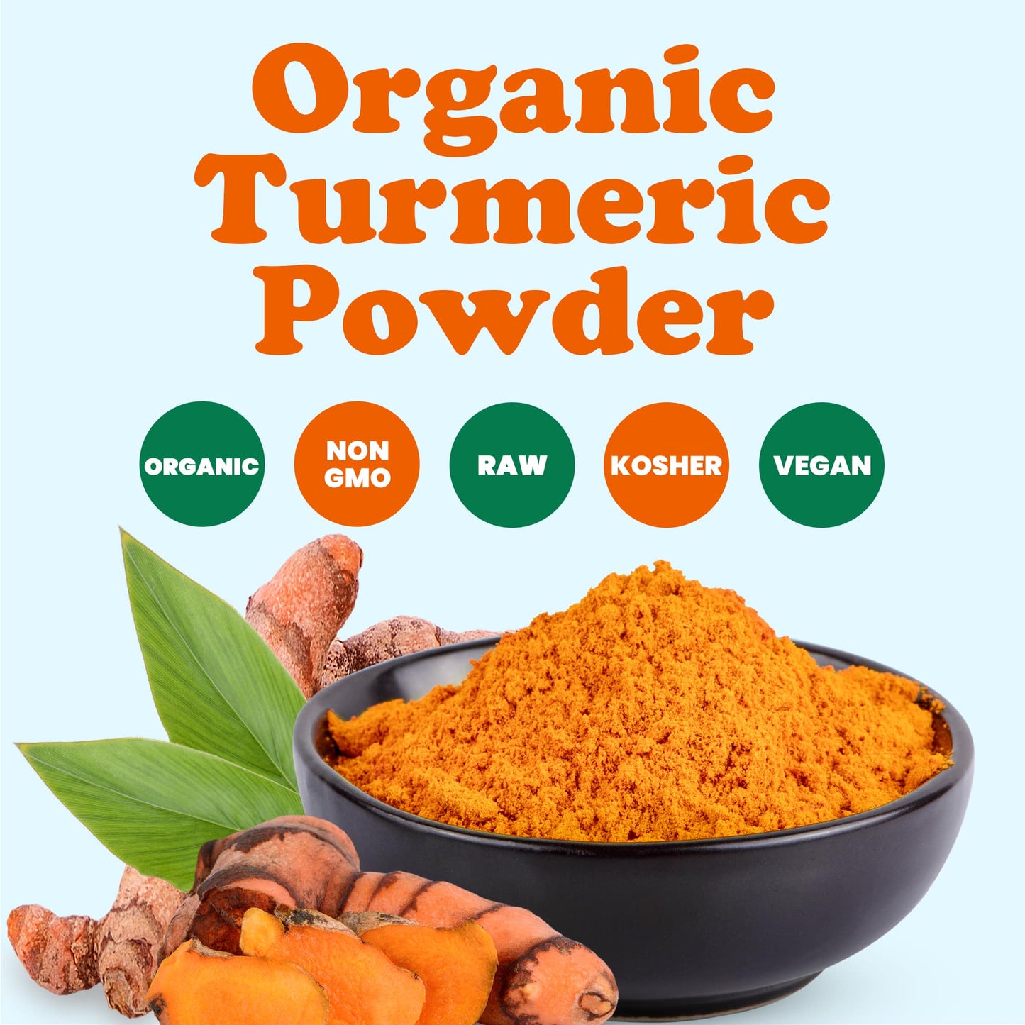 Organic Turmeric Powder — Rich in Curcumin, Non-GMO, Ground Turmeric Root, Raw, Kosher, Vegan, Sirtfood, Bulk - by Food to Live