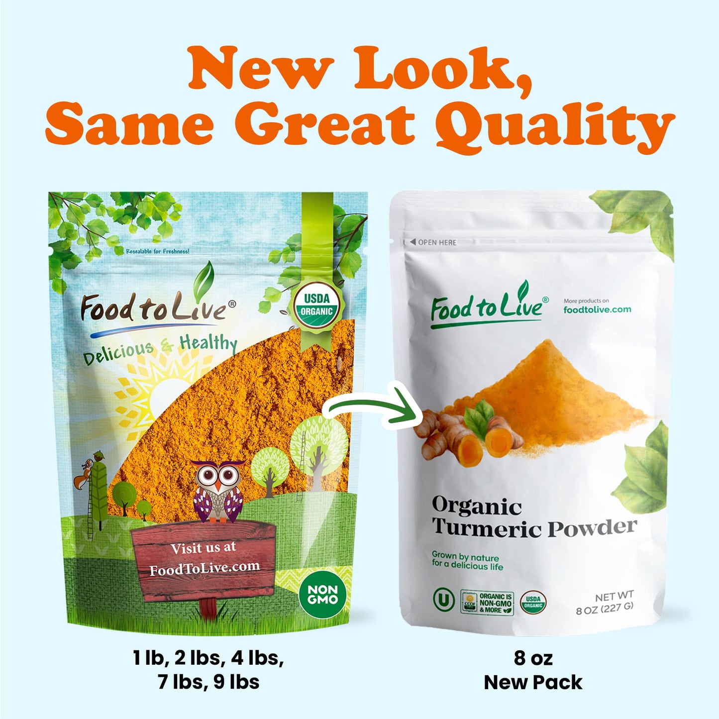 Organic Turmeric Powder — Rich in Curcumin, Non-GMO, Ground Turmeric Root, Raw, Kosher, Vegan, Sirtfood, Bulk - by Food to Live