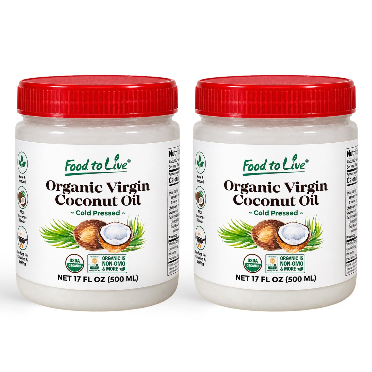 Organic Virgin Coconut Oil, 17 fl oz (500 ml) - by Food To Live