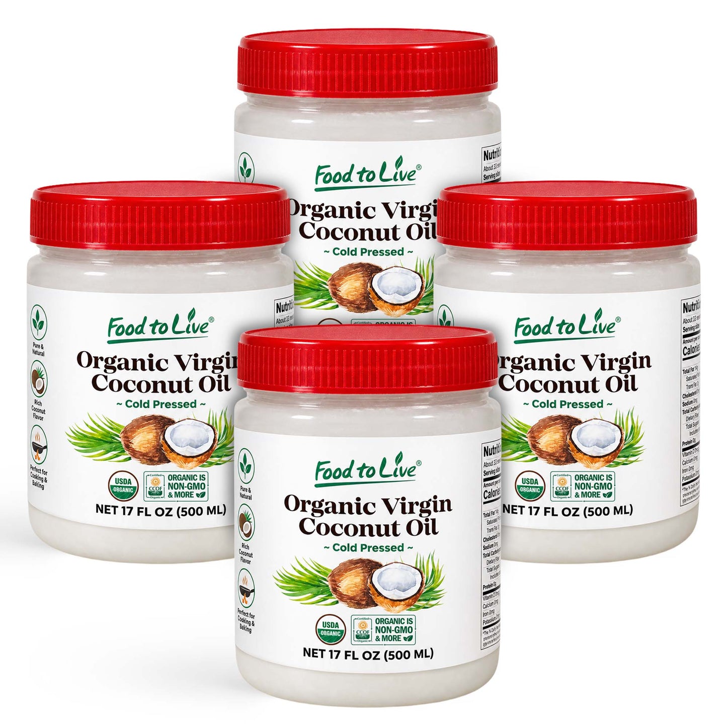 Organic Virgin Coconut Oil, 17 fl oz (500 ml) - by Food To Live