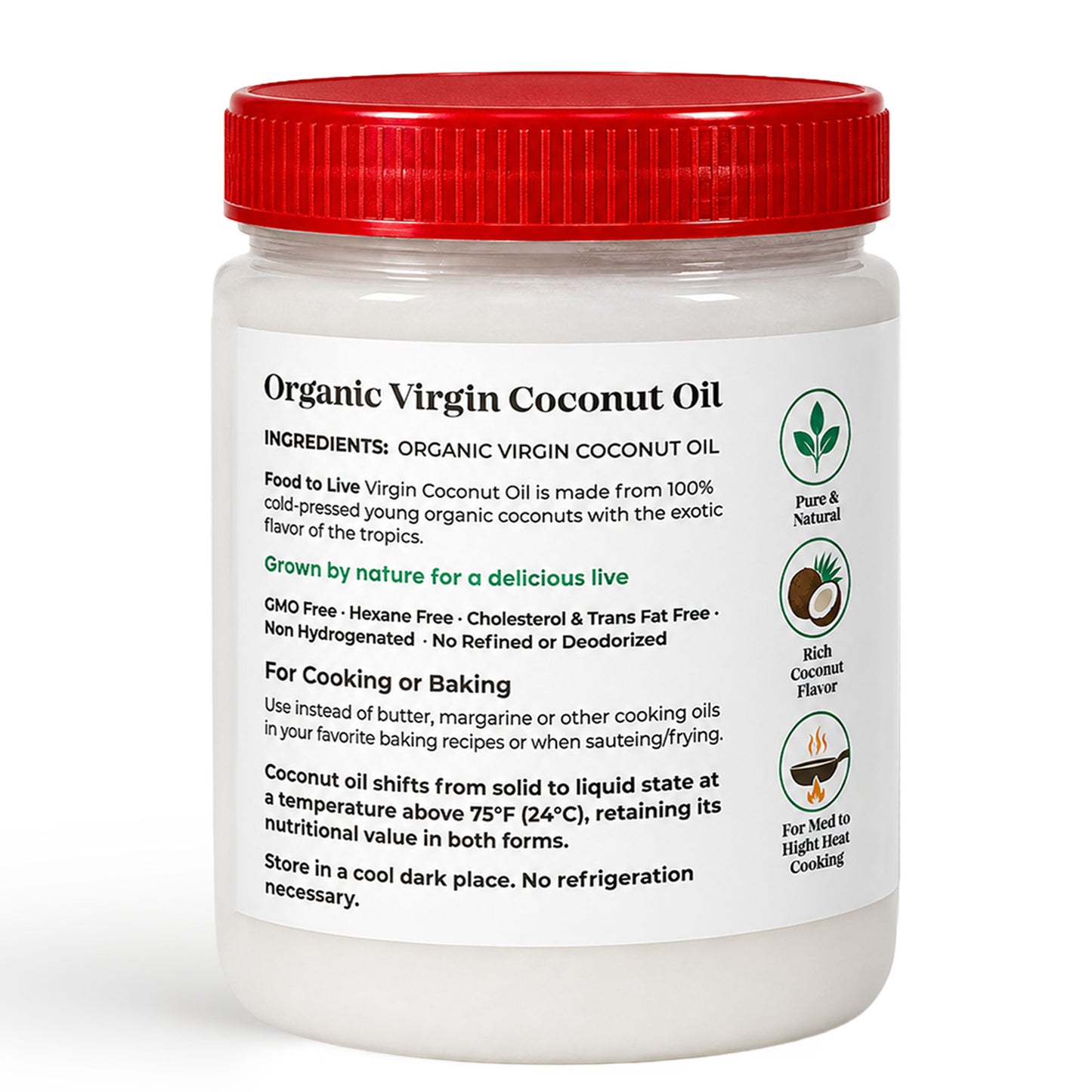 Organic Virgin Coconut Oil, 17 fl oz (500 ml) - by Food To Live