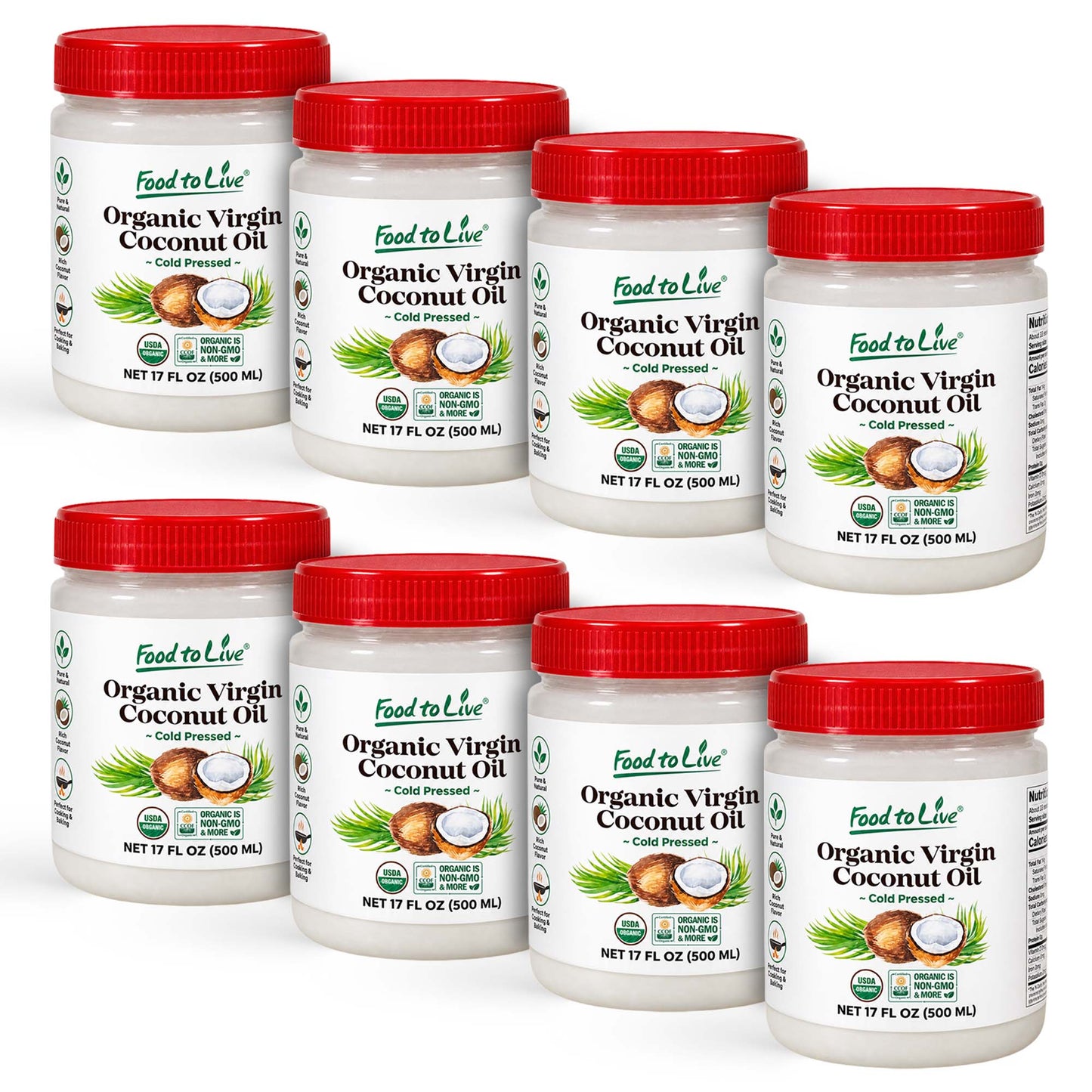 Organic Virgin Coconut Oil, 17 fl oz (500 ml) - by Food To Live
