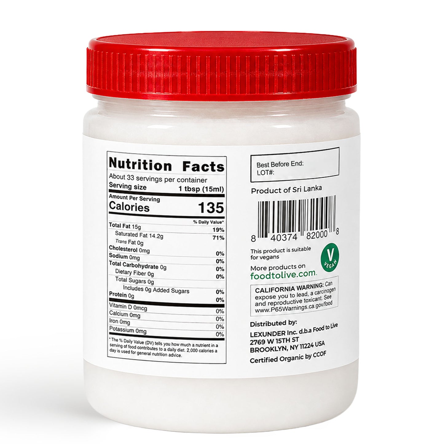 Organic Virgin Coconut Oil, 17 fl oz (500 ml) - by Food To Live