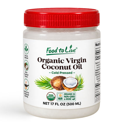 Organic Virgin Coconut Oil, 17 fl oz (500 ml) - by Food To Live