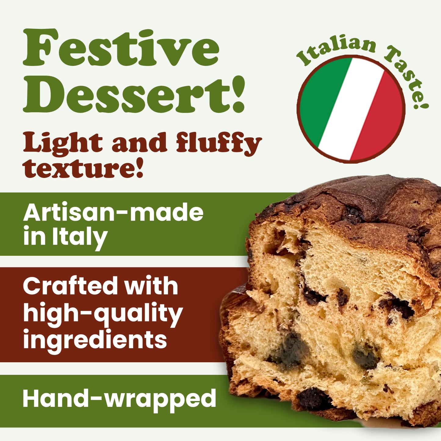 Italian Pistachio and Chocolate Panettone - 750g (1.65 lb) - by Food to Live