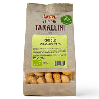 Puglia Sapori Organic Tarallini with Extra Virgin Olive Oil - 7.05oz (200 g) – Oven Baked, Cholesterol Free, Vegan