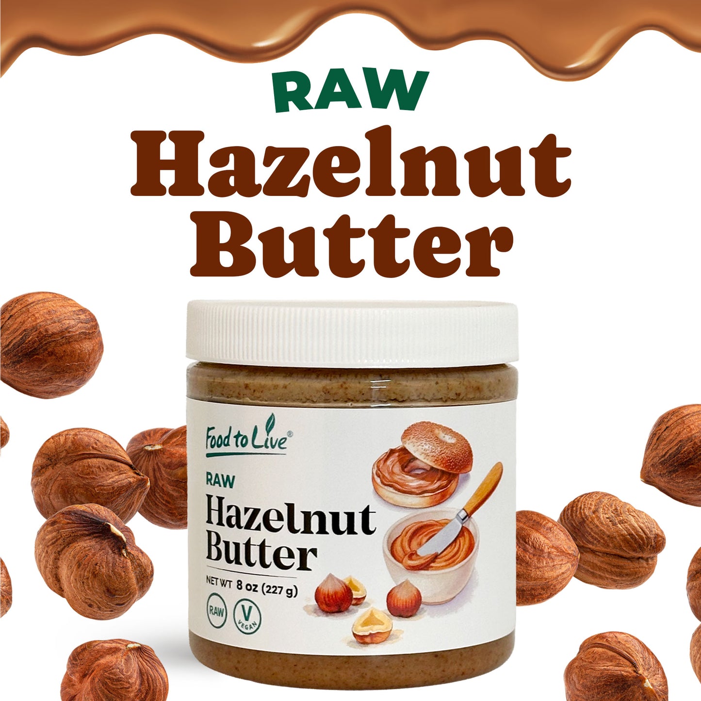Raw Hazelnuts Butter – Keto Friendly, Vegan, No Added Sugar by – Food to Live