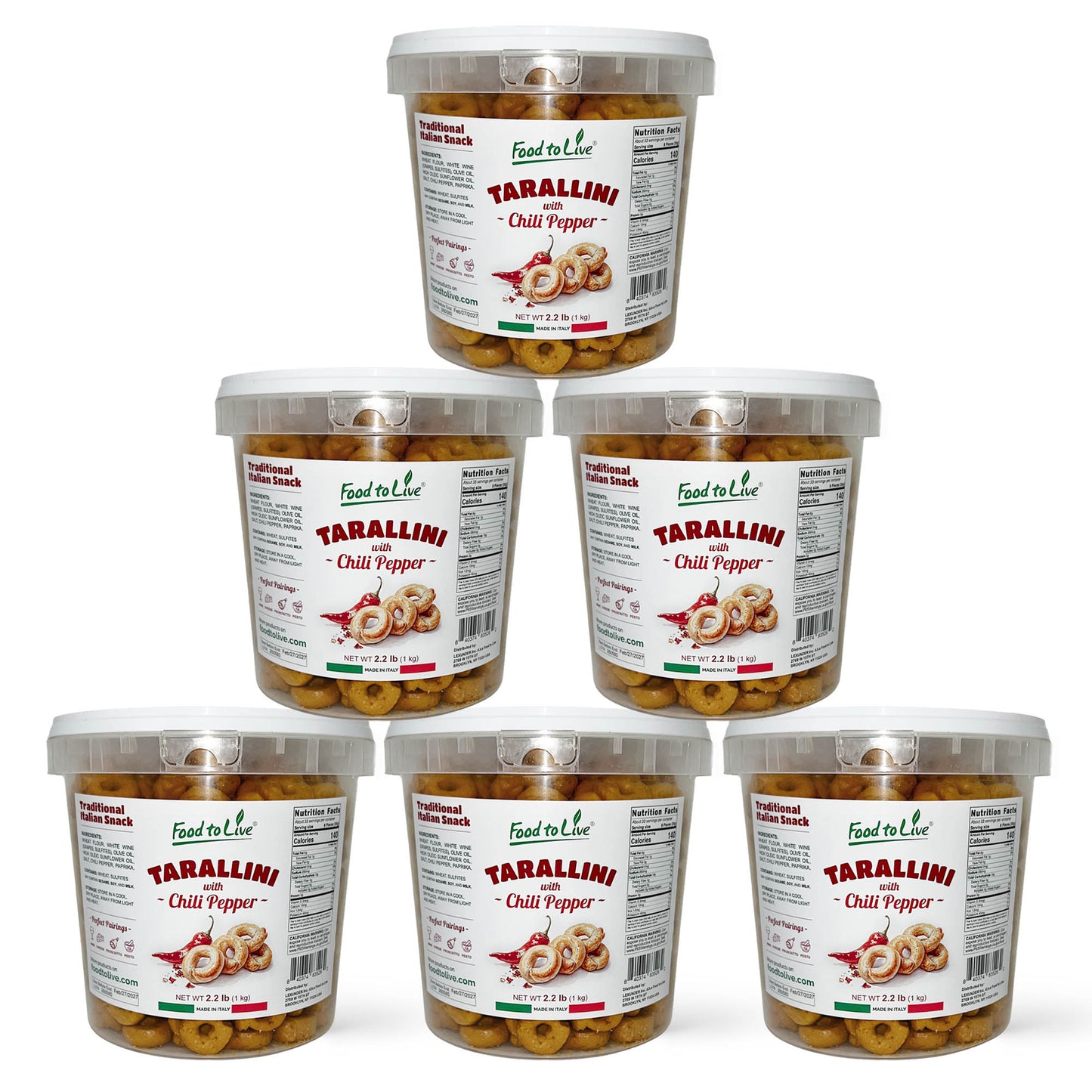 Tarallini with Chili Pepper, 2.2 lb (1 kg) –  Vegan – by Food to Live