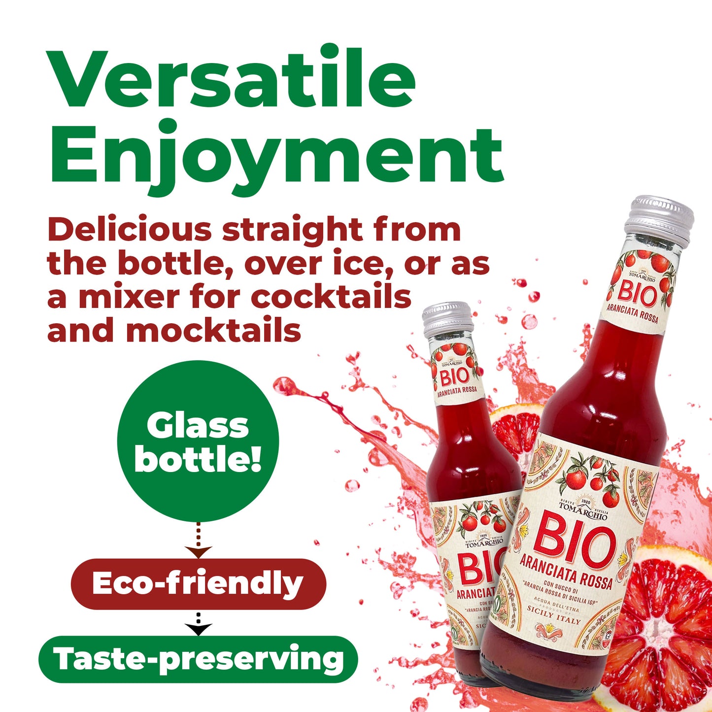 Tomarchio Organic Sicilian Blood Orange Soda, 4 x 9.3 Fl Oz (275ml) – Italian Sparkling Fruit Juice Drink