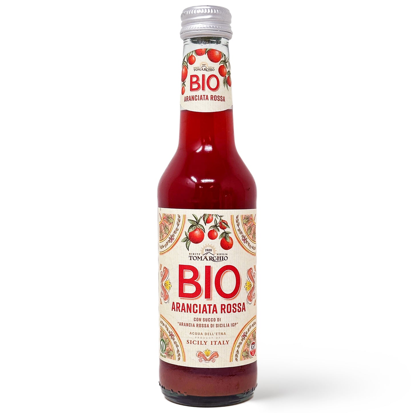 Tomarchio Organic Sicilian Blood Orange Soda, 4 x 9.3 Fl Oz (275ml) – Italian Sparkling Fruit Juice Drink