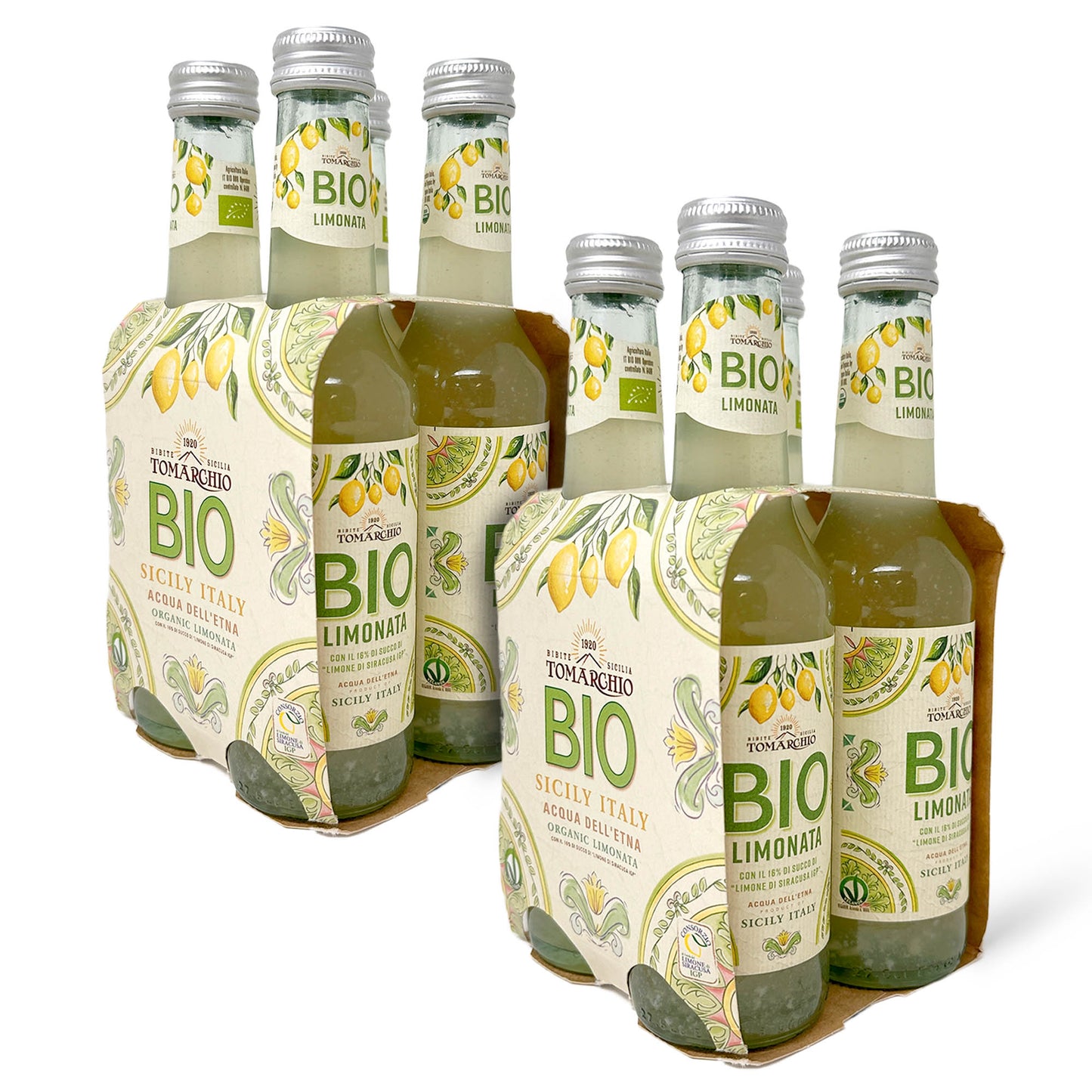 Tomarchio Organic Sicilian Lemon Soda, 4 x 9.3 Fl Oz (275ml) – Italian Sparkling Fruit Juice Drink