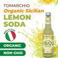 Tomarchio Organic Sicilian Lemon Soda, 4 x 9.3 Fl Oz (275ml) – Italian Sparkling Fruit Juice Drink