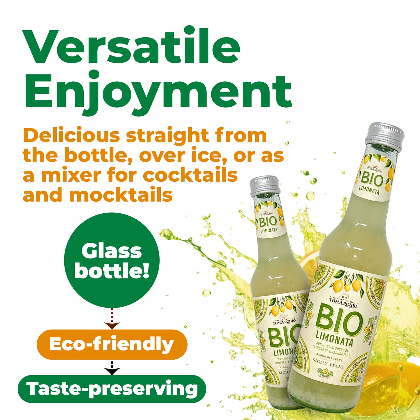 Tomarchio Organic Sicilian Lemon Soda, 4 x 9.3 Fl Oz (275ml) – Italian Sparkling Fruit Juice Drink