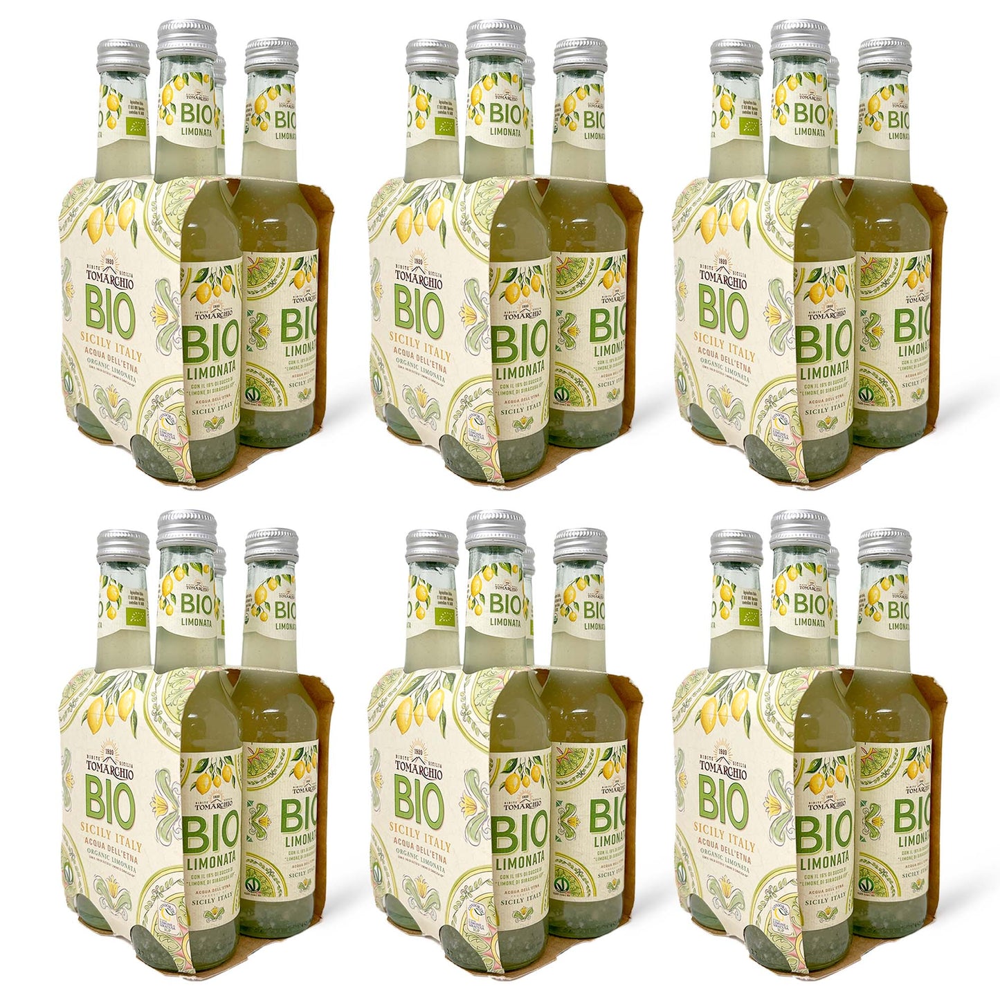 Tomarchio Organic Sicilian Lemon Soda, 4 x 9.3 Fl Oz (275ml) – Italian Sparkling Fruit Juice Drink