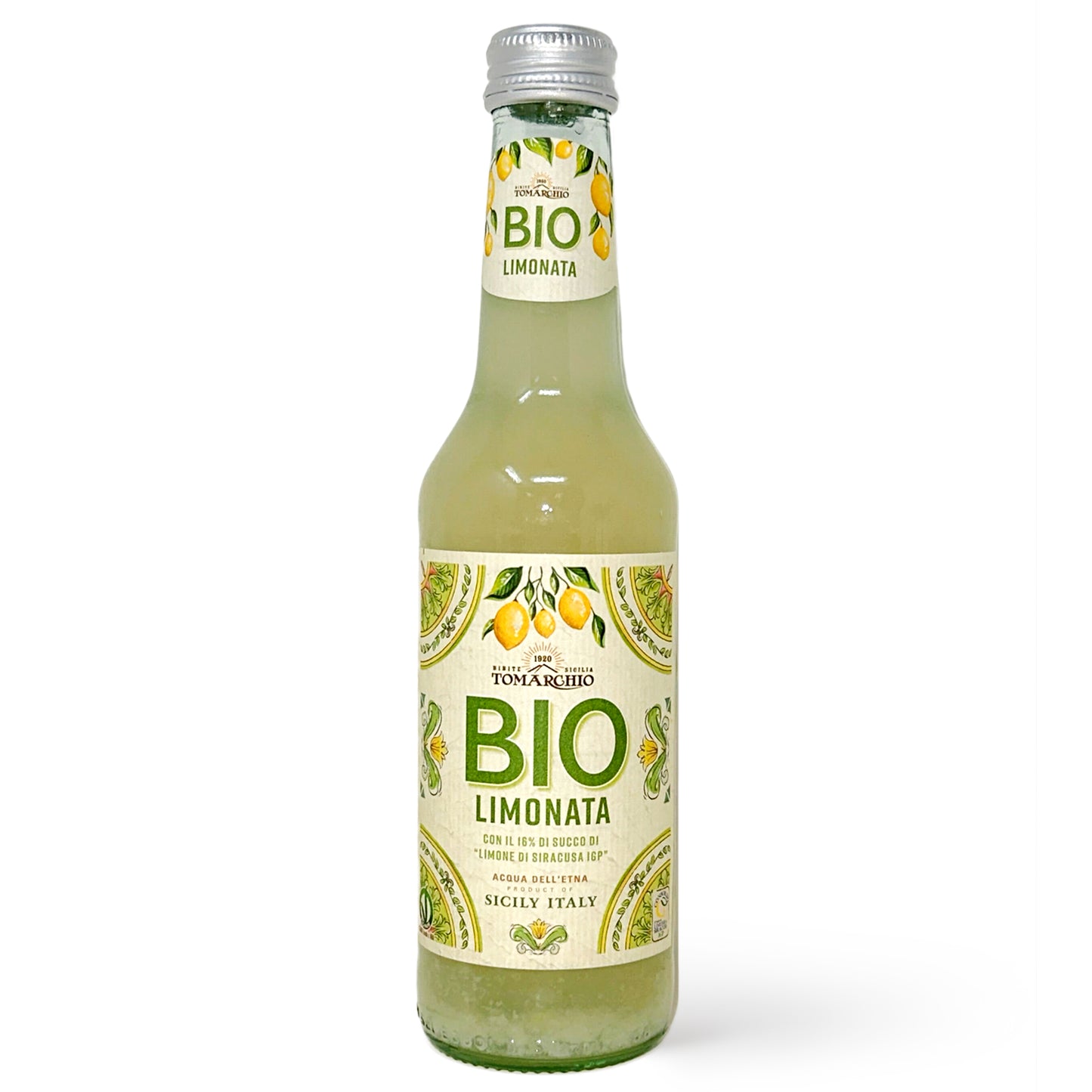 Tomarchio Organic Sicilian Lemon Soda, 4 x 9.3 Fl Oz (275ml) – Italian Sparkling Fruit Juice Drink