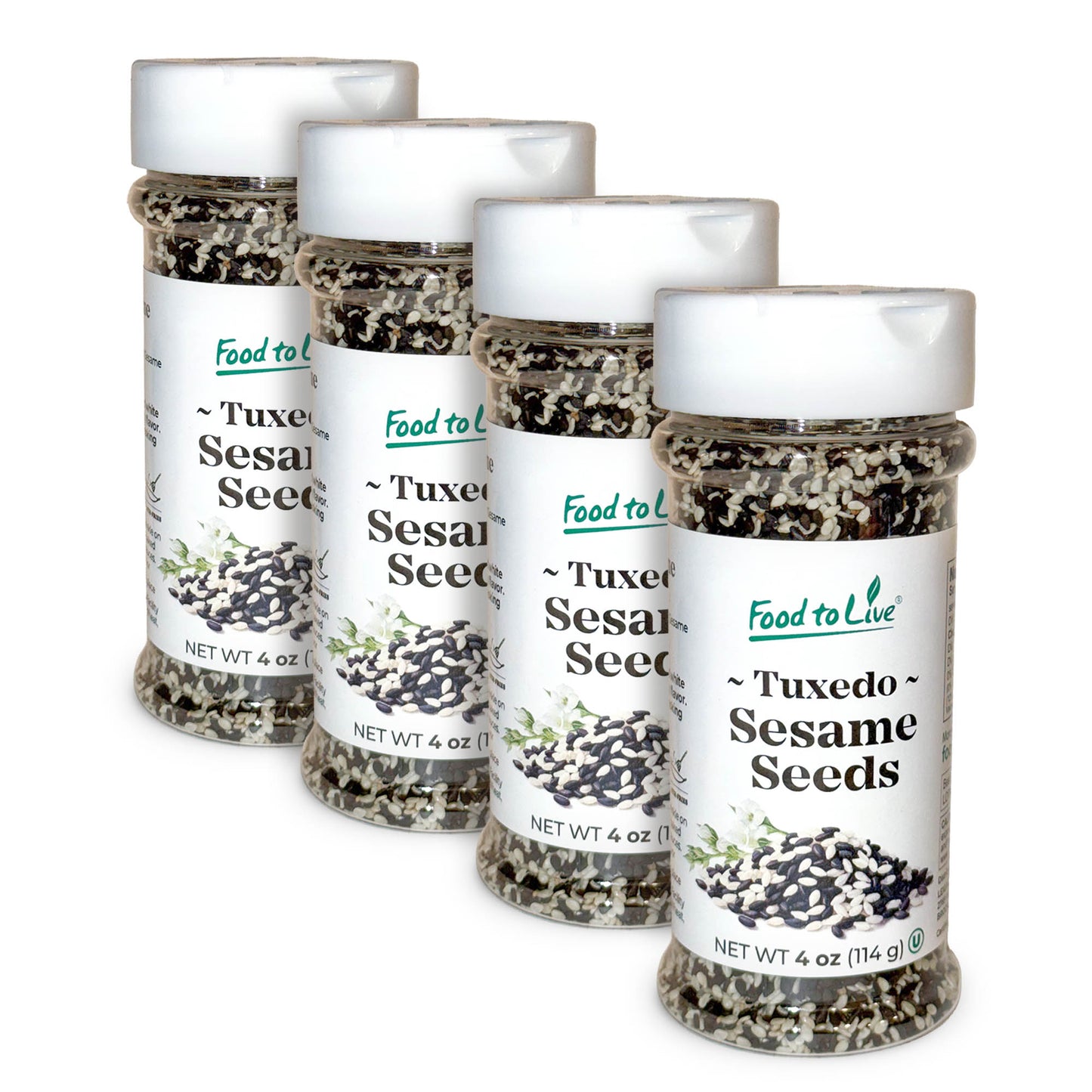 Tuxedo Sesame Seeds, 4 oz - Vegan, Kosher - by Food to Live