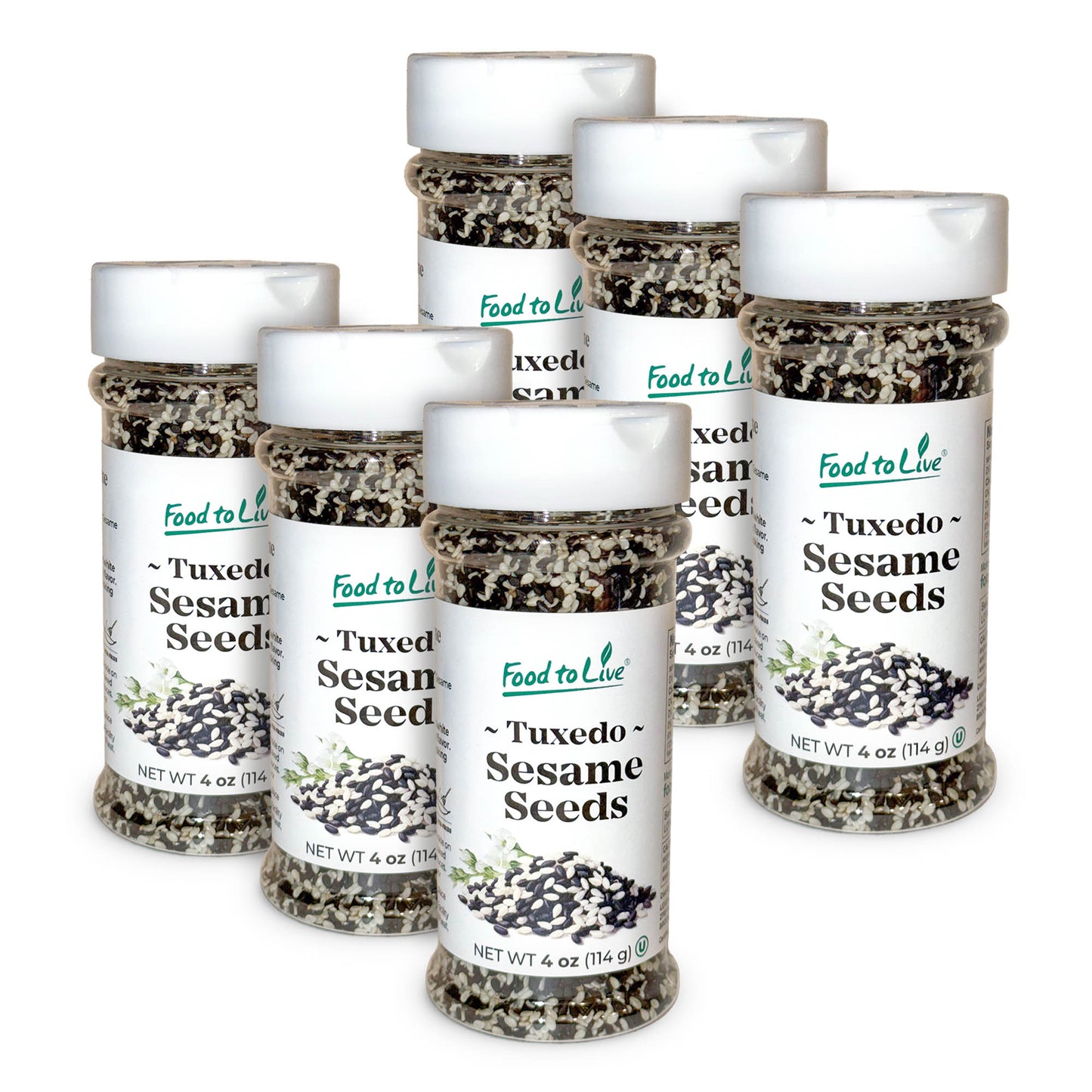 Tuxedo Sesame Seeds, 4 oz - Vegan, Kosher - by Food to Live
