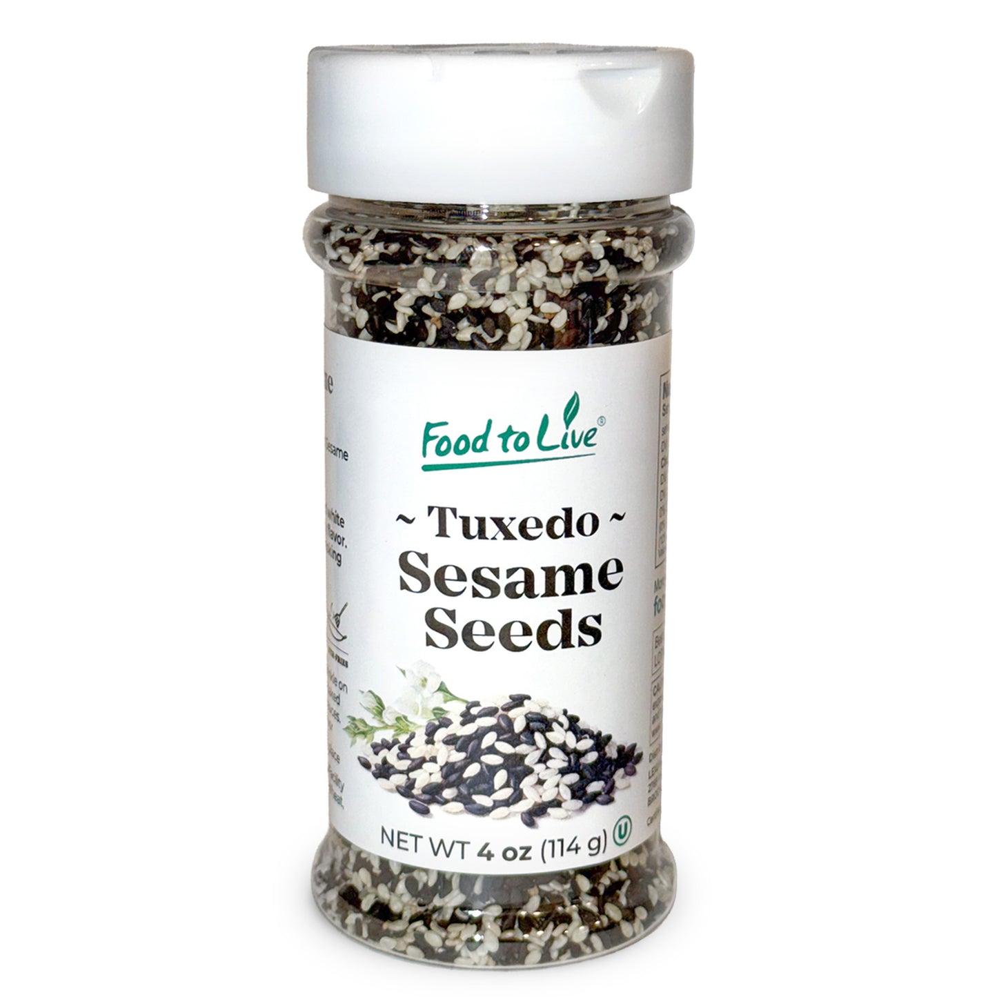 Tuxedo Sesame Seeds, 4 oz - Vegan, Kosher - by Food to Live