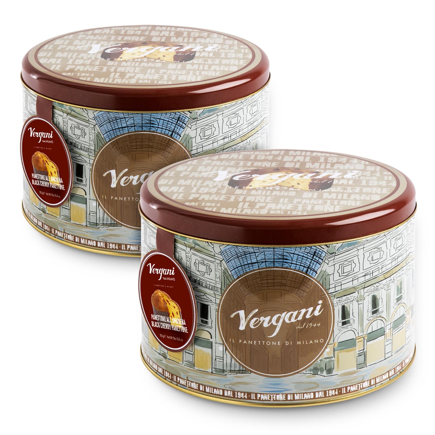 Vergani Black Cherry Panettone, 26.4 oz (750g) - Italian Holiday Cake with Amarena Cherries