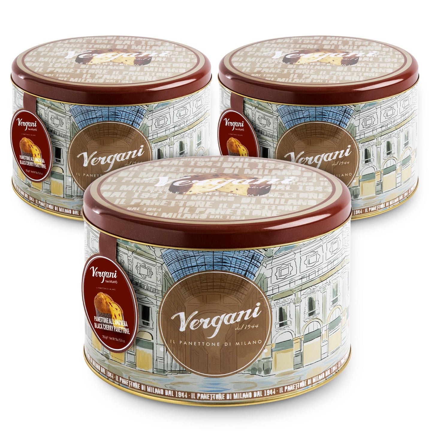 Vergani Black Cherry Panettone, 26.4 oz (750g) - Italian Holiday Cake with Amarena Cherries