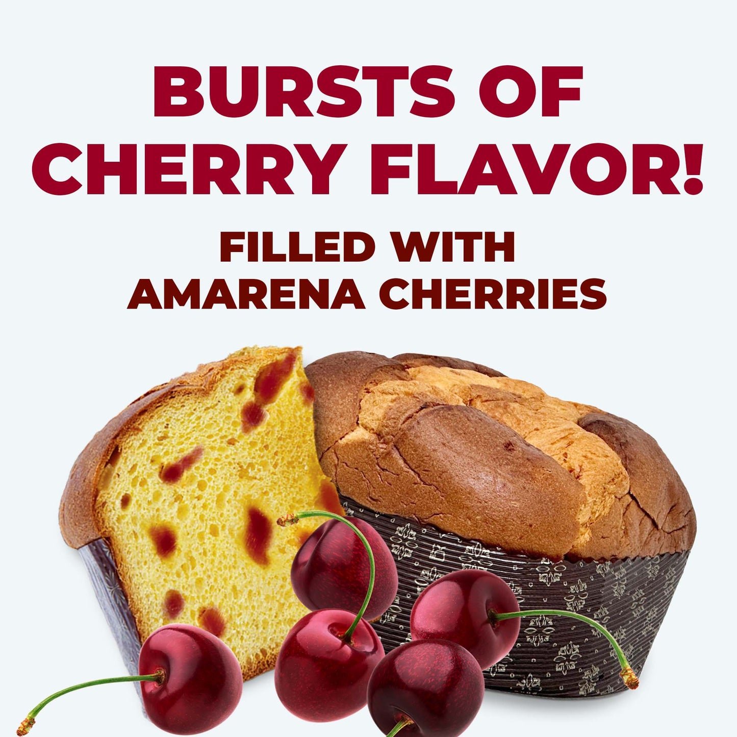 Vergani Black Cherry Panettone, 26.4 oz (750g) - Italian Holiday Cake with Amarena Cherries