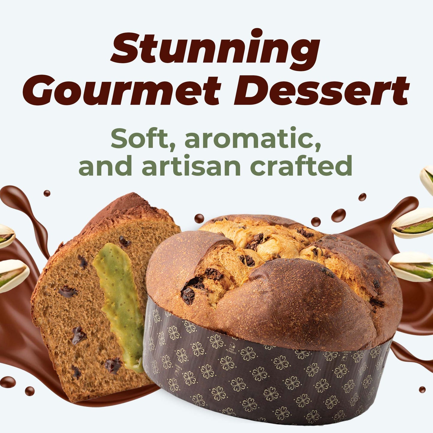 Vergani Panettone Dubai Style Chocolate Pistachio and Kataify, 28.22 oz (800g)