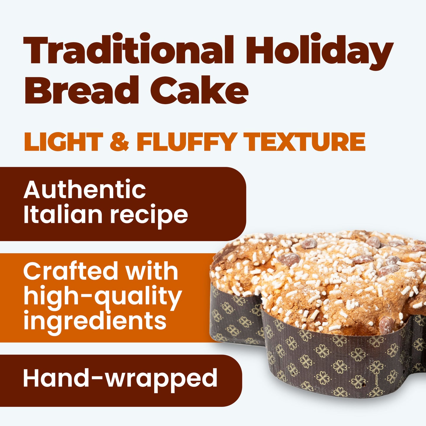 Vergani Organic Colomba – Traditional Italian Holiday Bread Cake with Candied Orange Peel Filling