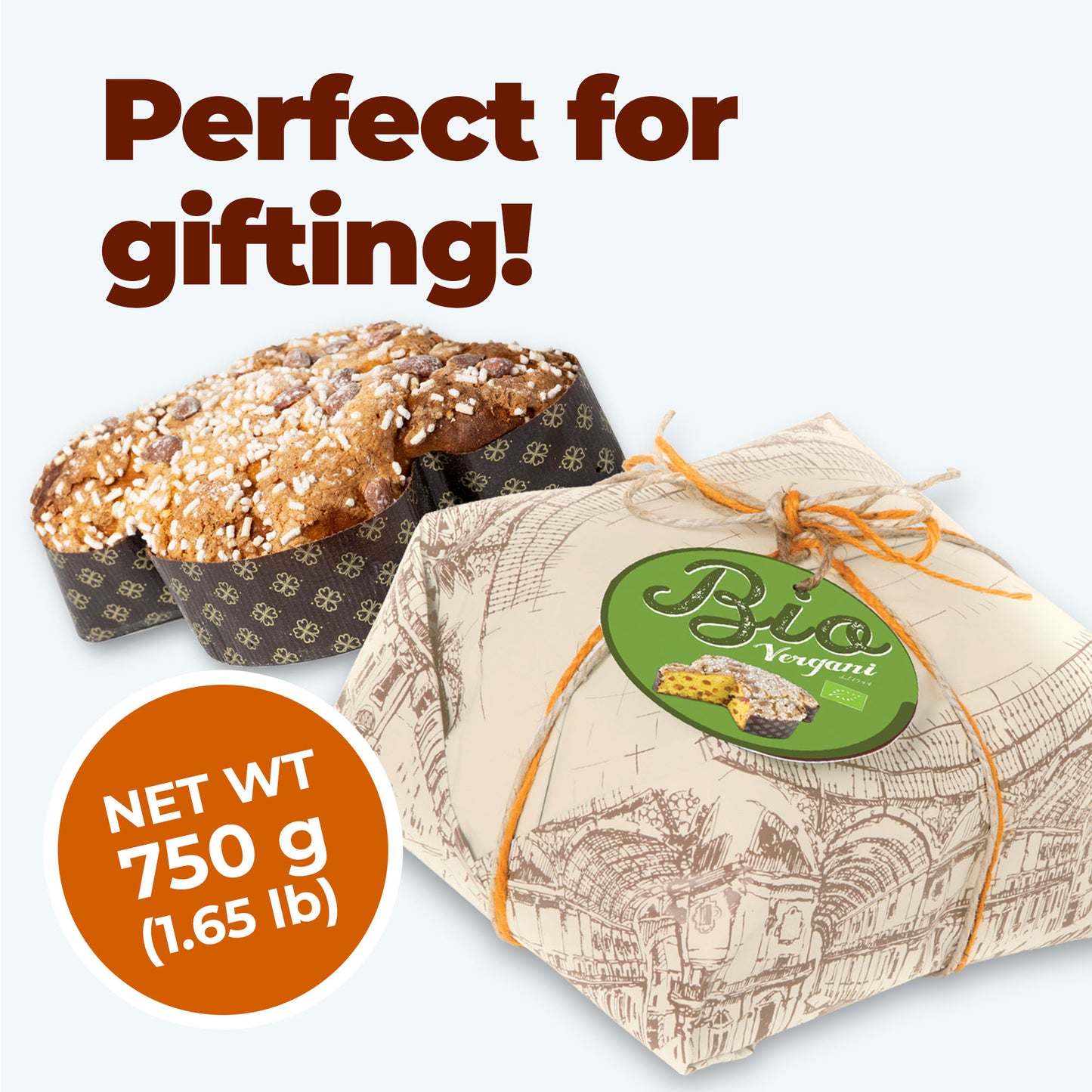 Vergani Organic Colomba – Traditional Italian Holiday Bread Cake with Candied Orange Peel Filling