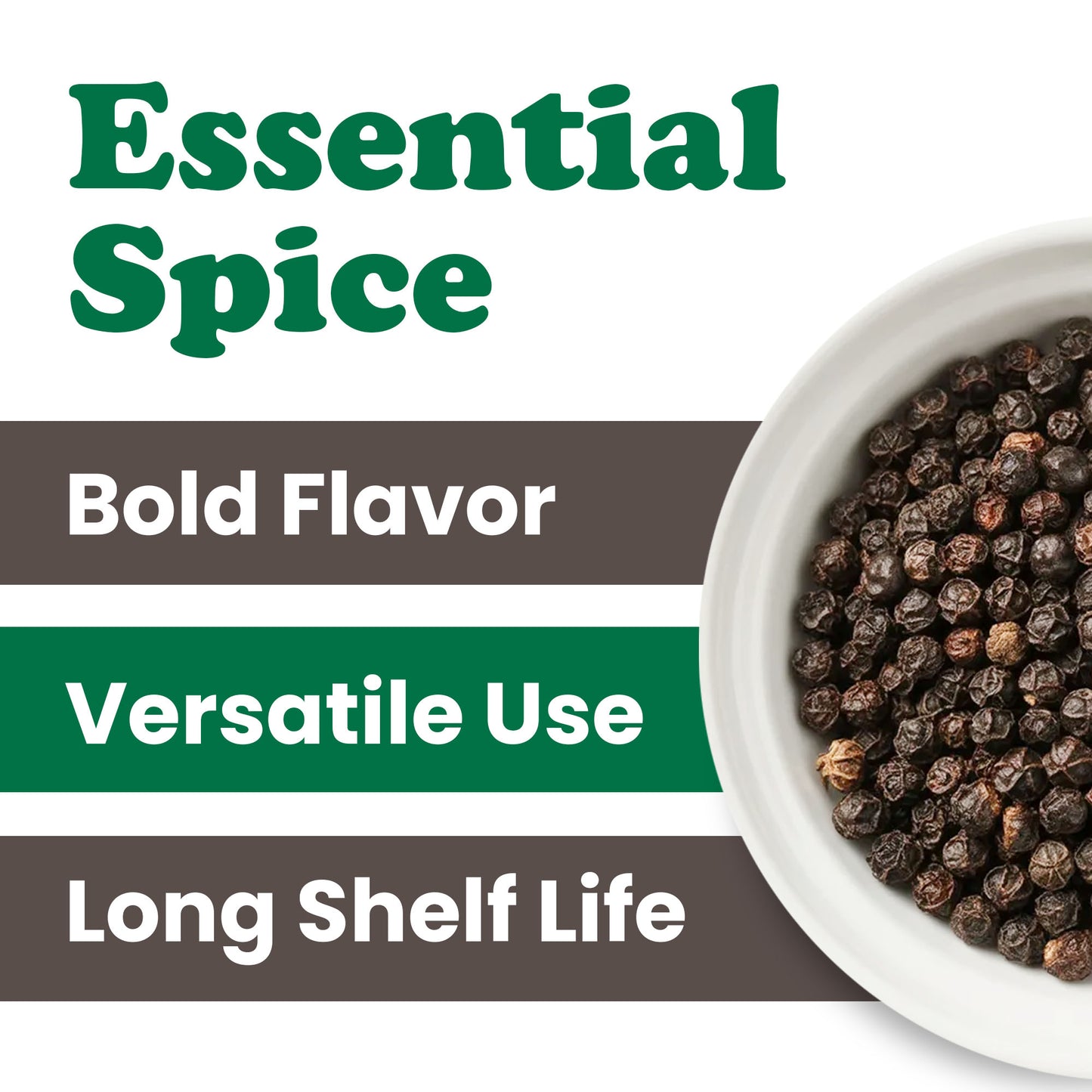 Whole Black Pepper, 4 oz – Kosher, Vegan – by Food to Live