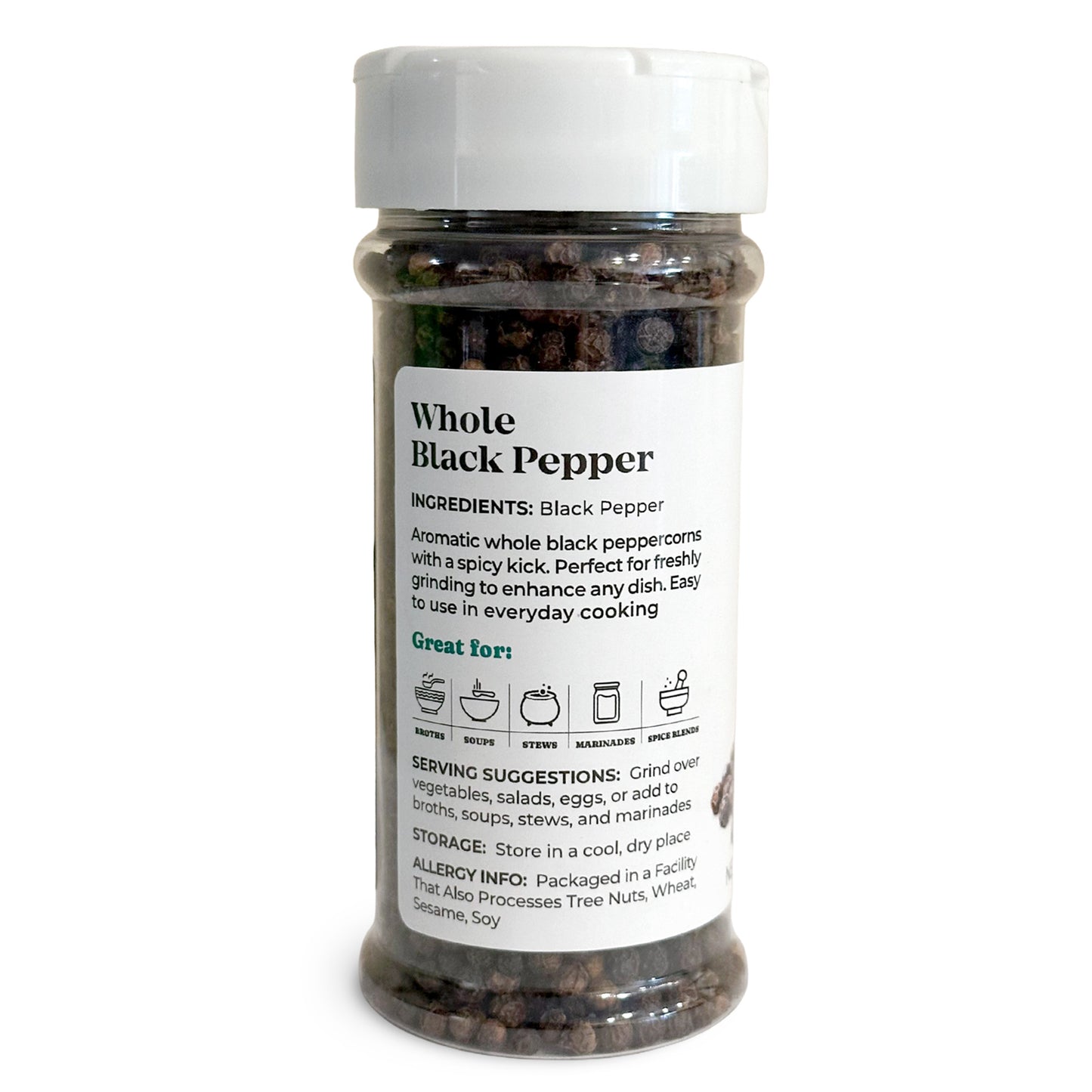 Whole Black Pepper, 4 oz – Kosher, Vegan – by Food to Live