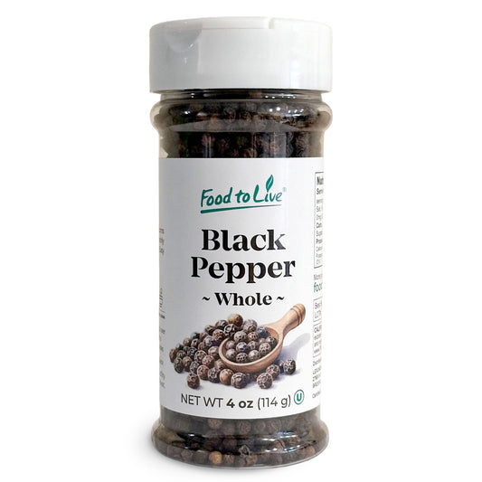 Whole Black Pepper, 4 oz – Kosher, Vegan – by Food to Live