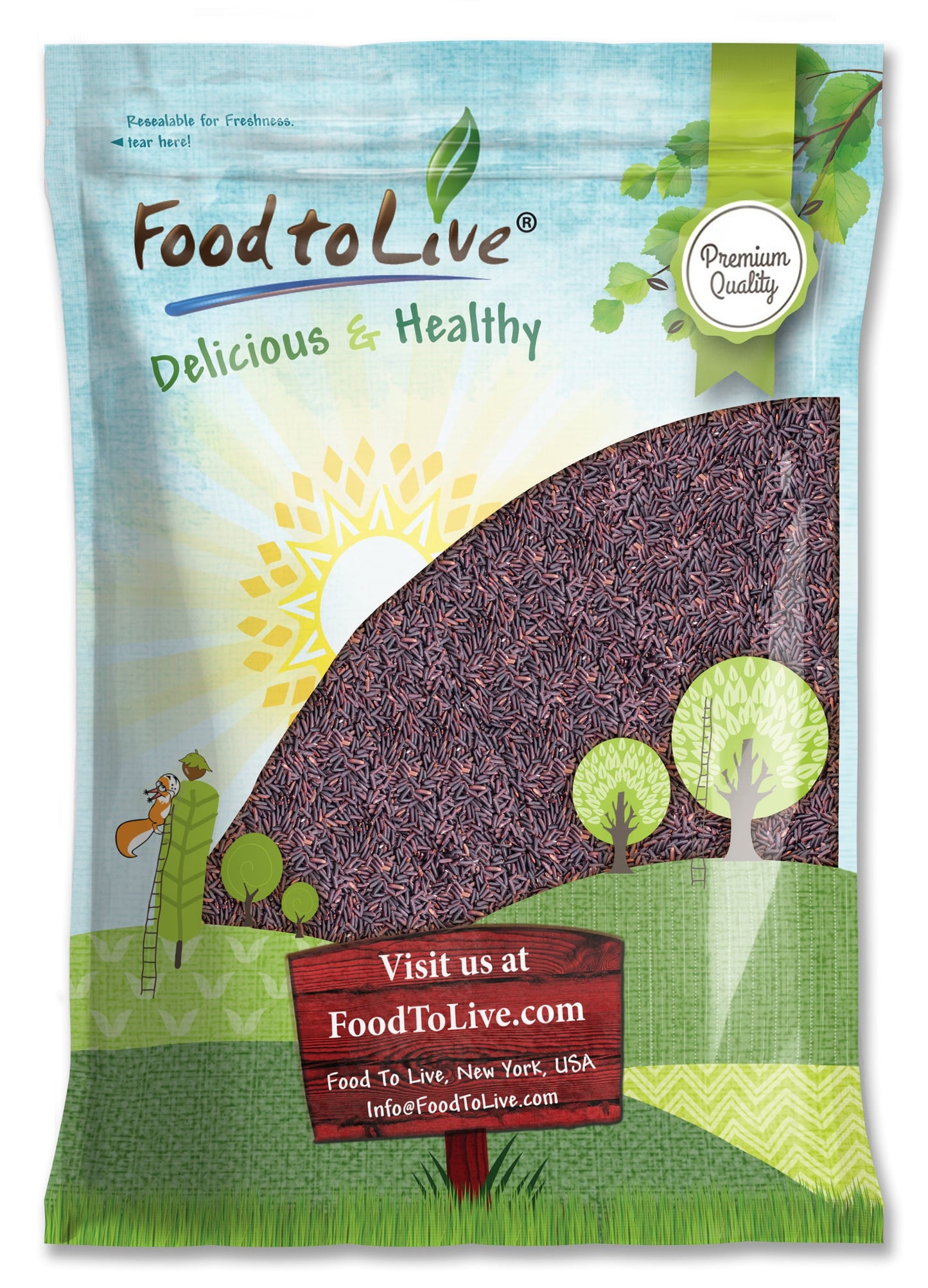 Purple Rice — Whole Long-Grain Jasmine Riceberry Rice, Kosher, Vegan, Bulk. Rich in Antioxidants, Dietary Fiber and Iron. Perfect for Stir-Fries, Stews, Curries, and Rice Bowls