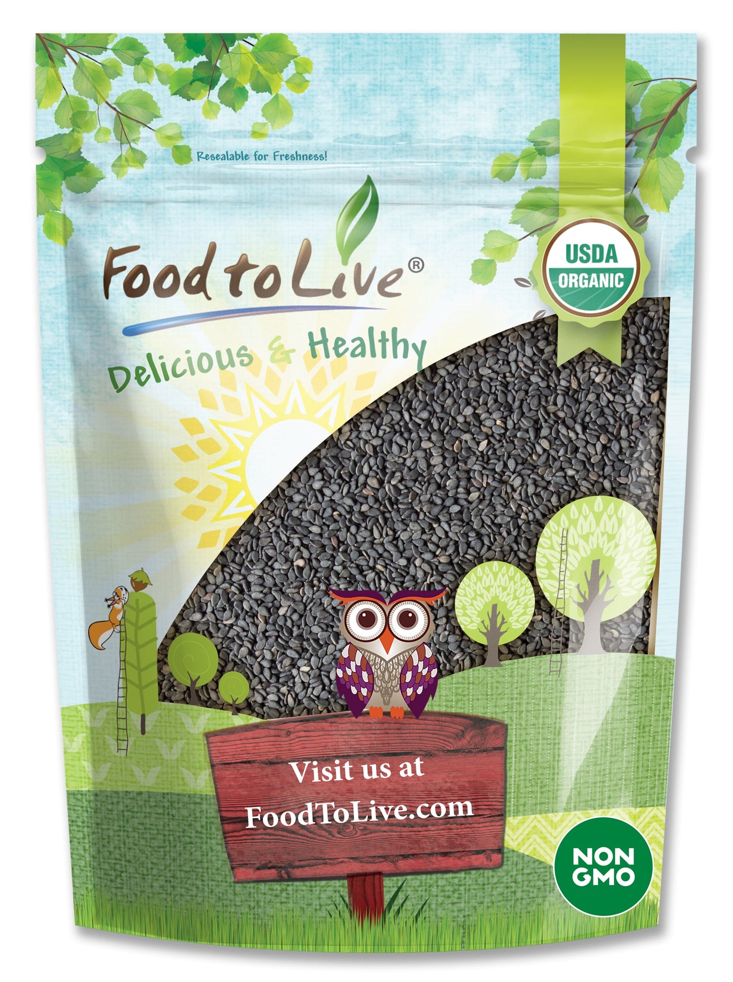 Organic Black Sesame Seeds - Raw, Unhulled, Non-GMO, Kosher, Vegan, Bulk, Kala Til - by Food to Live