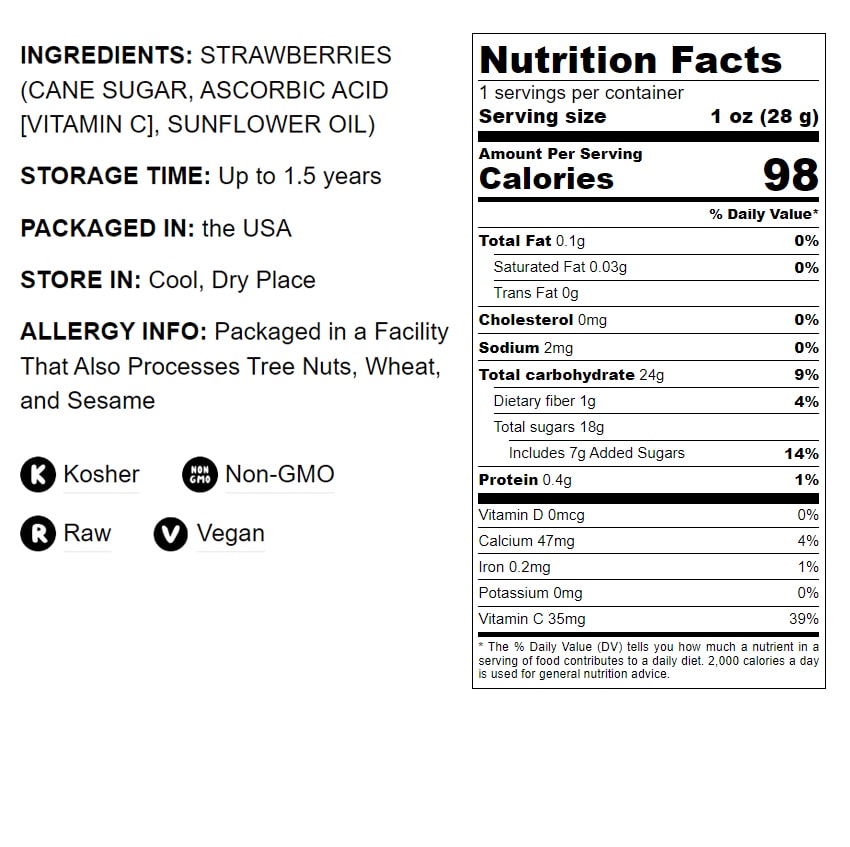 Whole Dried Strawberries - Delicious Snack, Vegan, Kosher, Sweetened, Unsulfured, Bulk, Product of the USA - by Food to Live