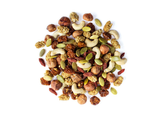Organic Antioxidant Trail Mix — Contains Mulberries, Goji Berries, Golden Berries, Pumpkin Seeds, Hazelnuts, Cashews. Non-GMO, Vegan, Bulk