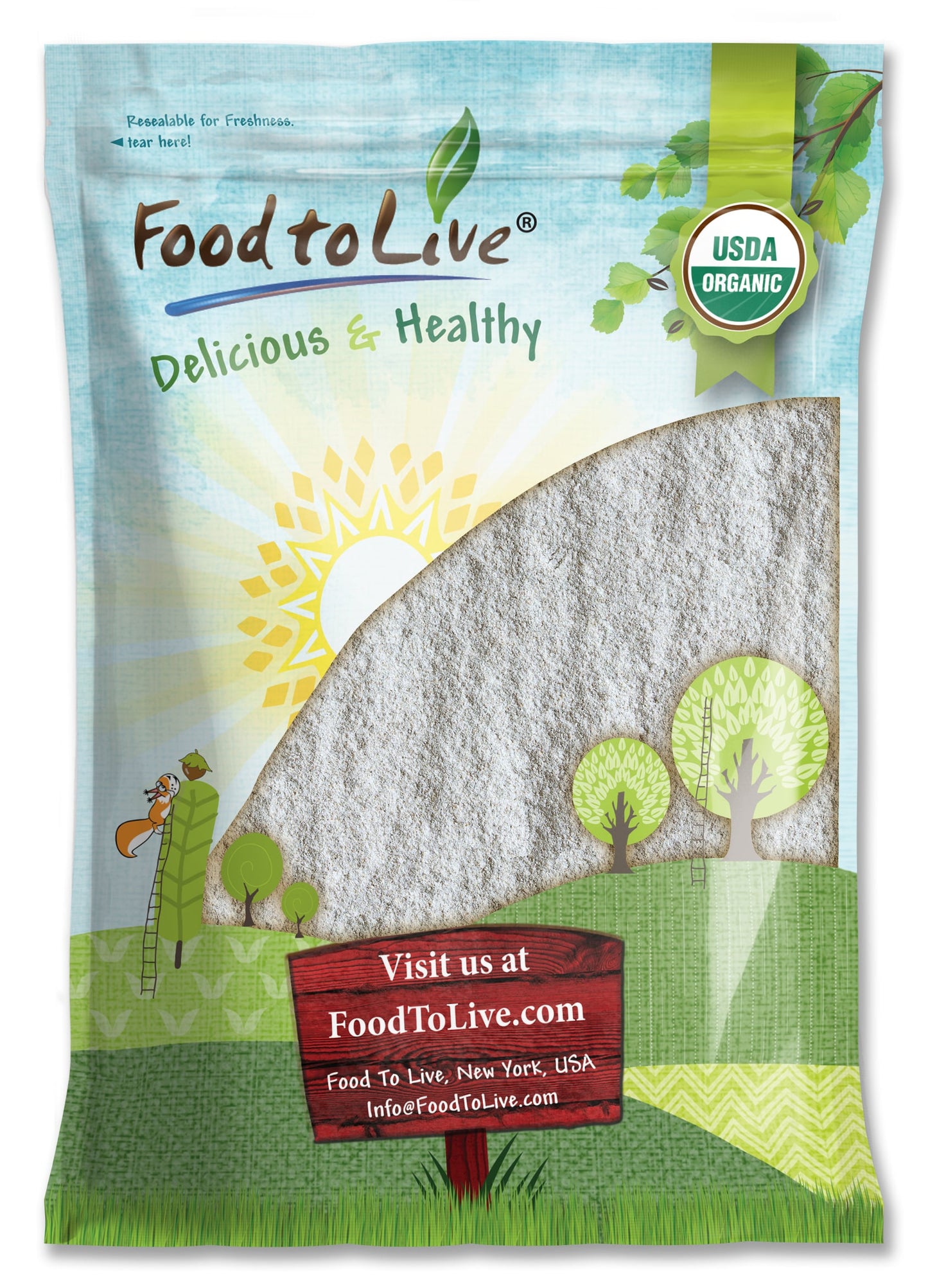 Organic Dark Rye Flour - Whole Grain, Non-GMO, Stone Ground, Kosher, Raw, Vegan, Bulk, Great for Baking Bread - by Food to Live