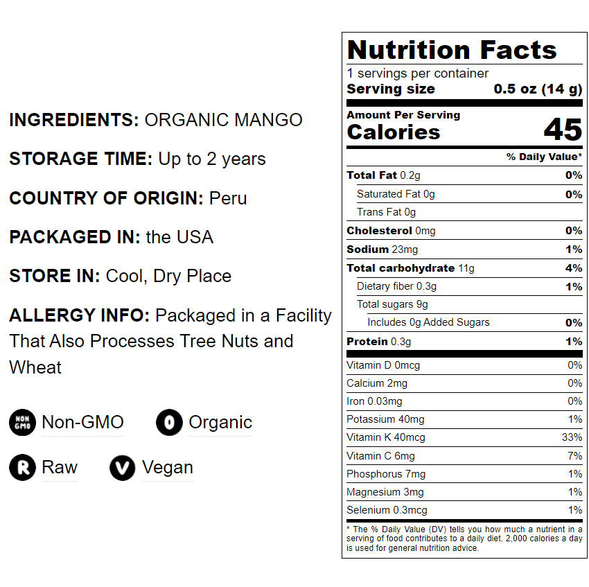 Organic Mango Powder – Non-GMO, 100% Pure, No Additives, No Added Sugar, Finely Ground Dried Whole Fruits, Vegan, Bulk Amchur. Rich in Vitamin K. Great for Ice Cream, Drinks, Baking