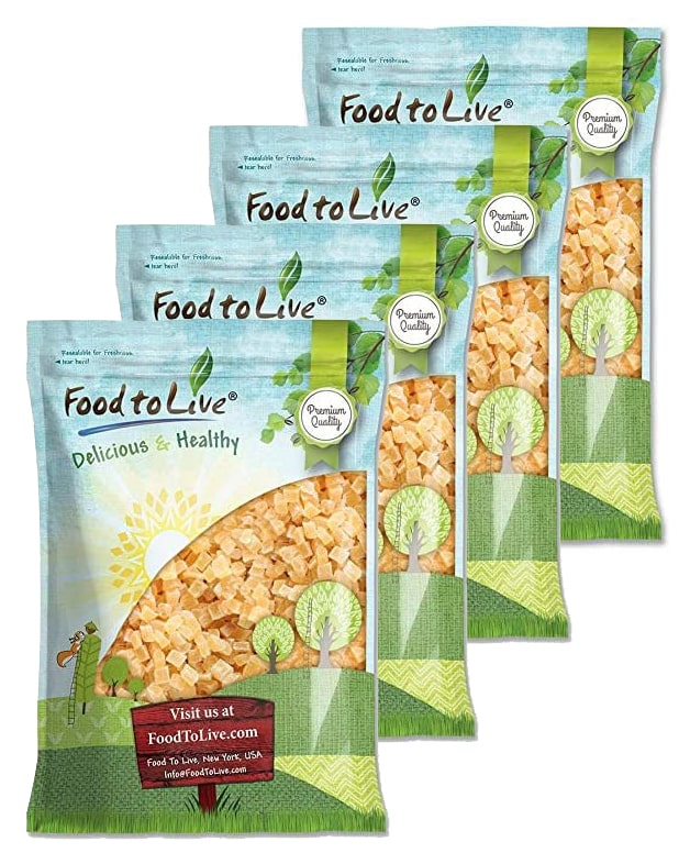 Dried Diced Pineapple - Raw, Vegan, Sweetened, Unsulfured, Bulk - by Food to Live