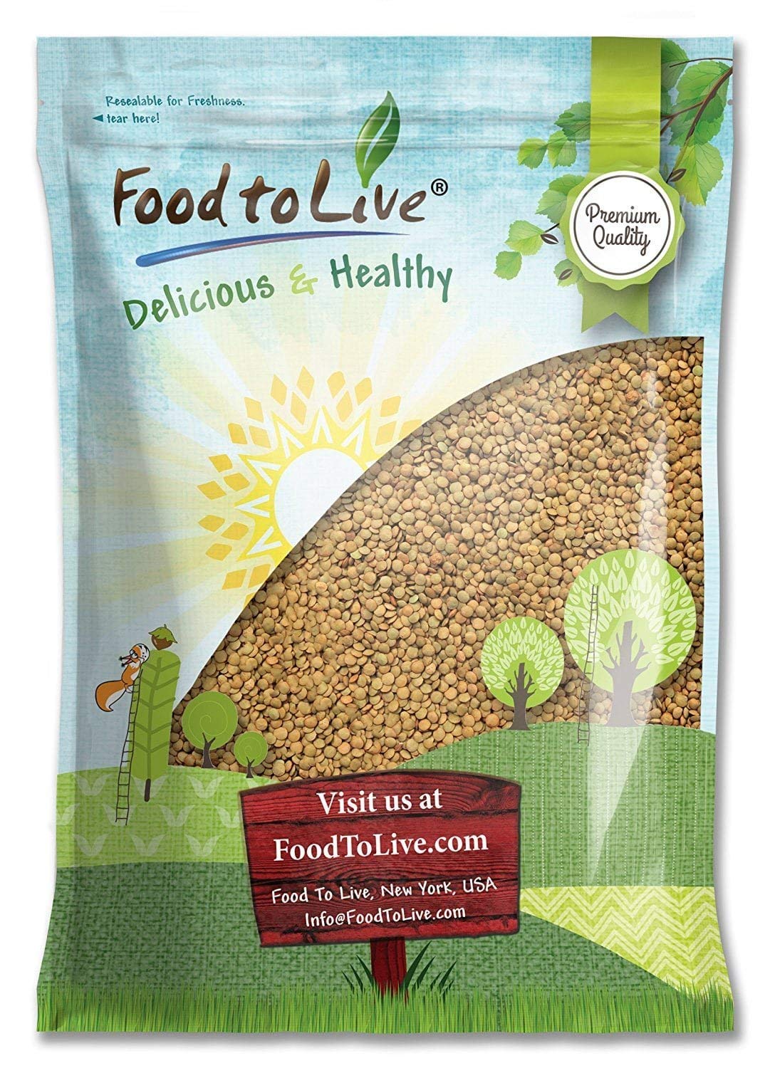 Green Lentil Whole — Non-GMO Verified, Kosher, Bulk - by Food to Live