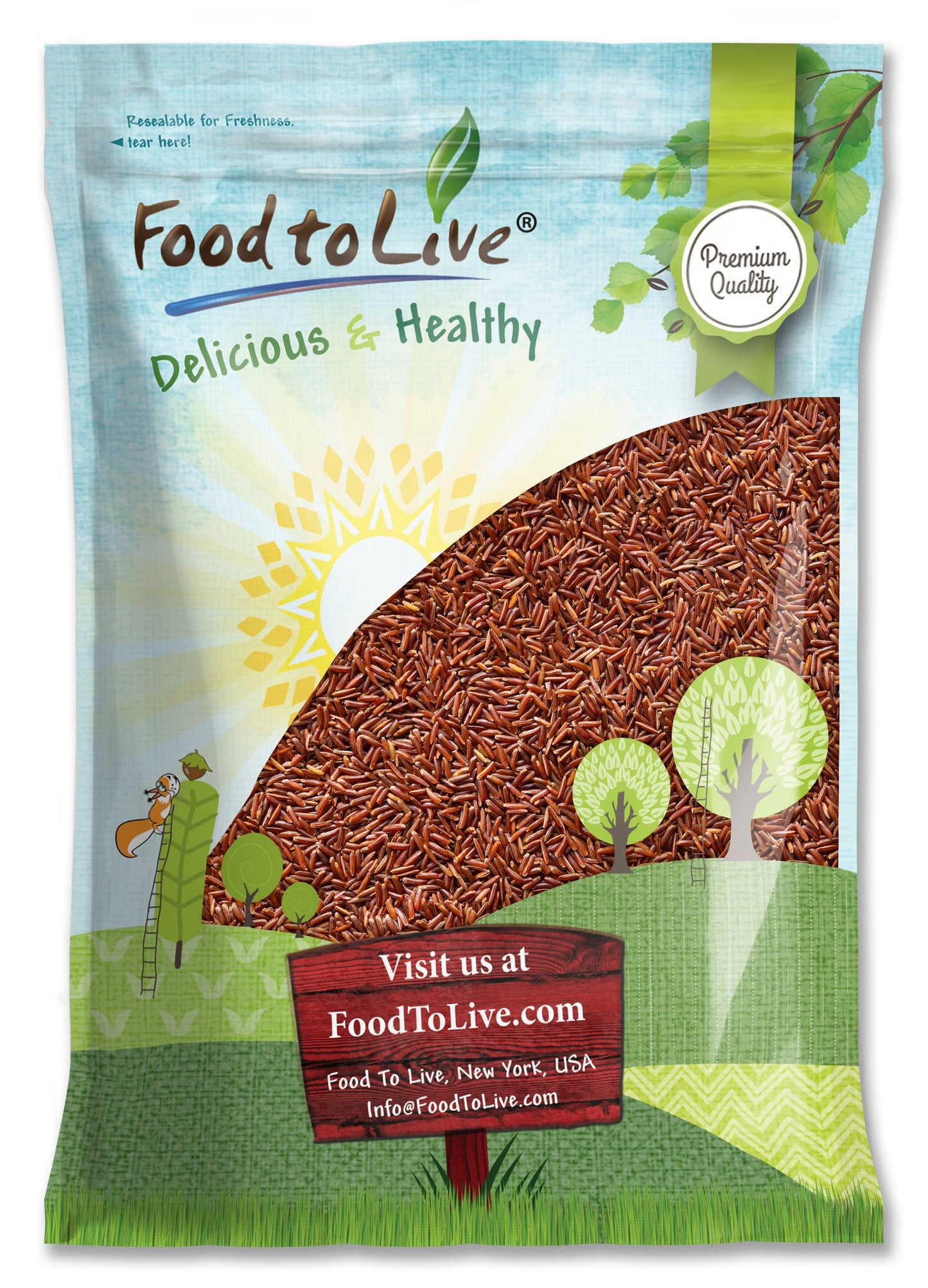 Red Rice - Whole Long-Grain Rice, Nutty Flavor, Soft Texture, Non-Sticky, Vegan, Bulk. Good Source of Protein and Antioxidants. Perfect for Pilafs, Salads, Stir-Fries, and Rice Bowls