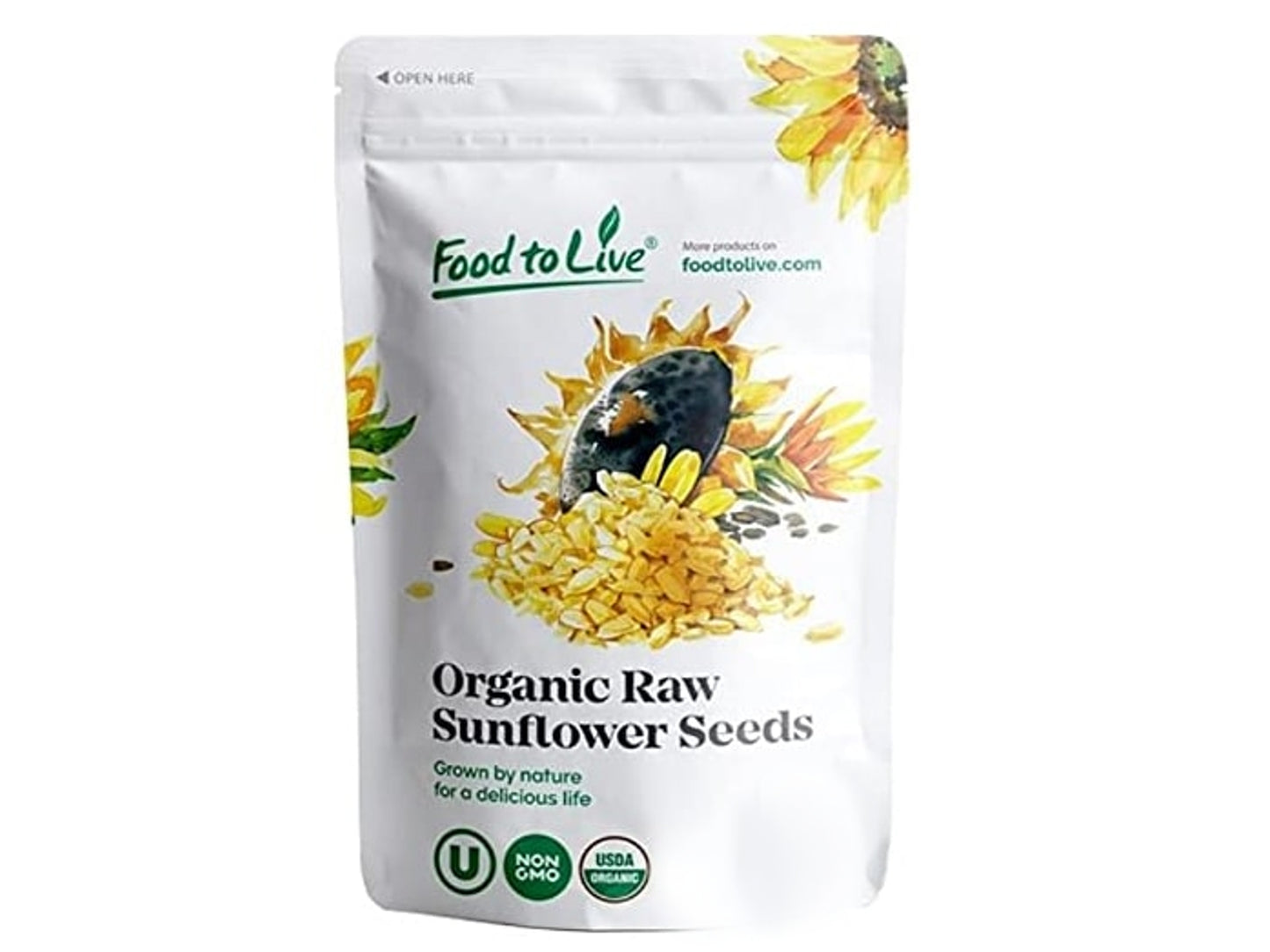 Organic Sprouted Sunflower Seeds — Non-GMO, Kosher, No Shell, Unsalted, Raw Kernels, Vegan Superfood, Sirtfood, Bulk - by Food to Live